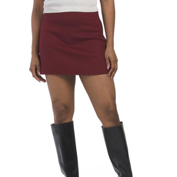 THEORY Wool Blend High-waisted Double-face Mini Skirt - Cordovan - Picture 2 of 3